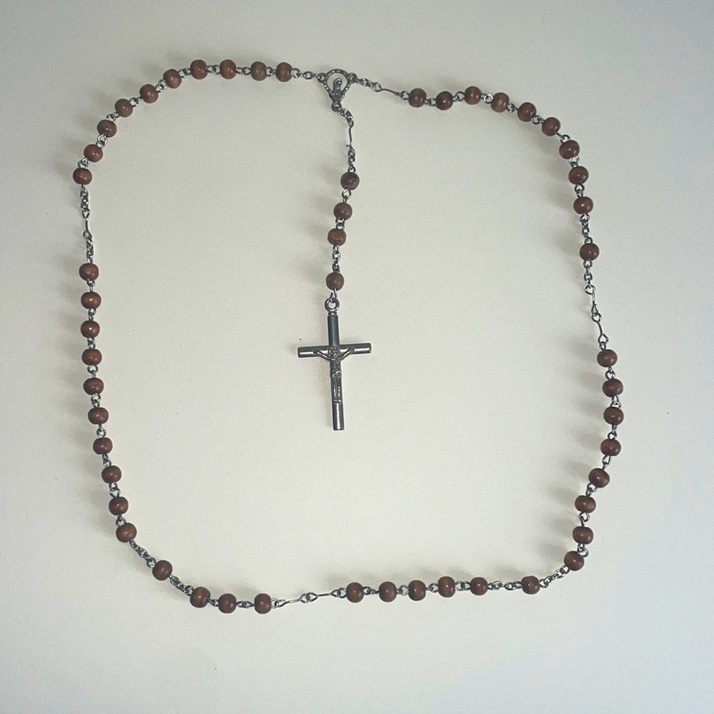 Rosary Wooden Beads Necklace